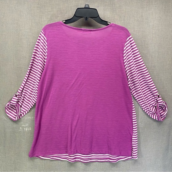 Faded Glory Long Sleeve Striped Top Purple & White Size | 1X(16W) - Picture 10 of 11
